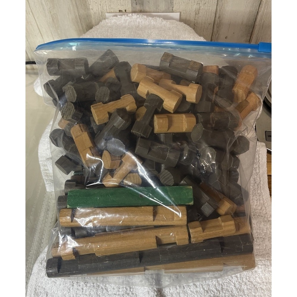 Vintage Lincoln Logs 130pcs Loose In Bag  Lots Of Play Left Lots Of Fun